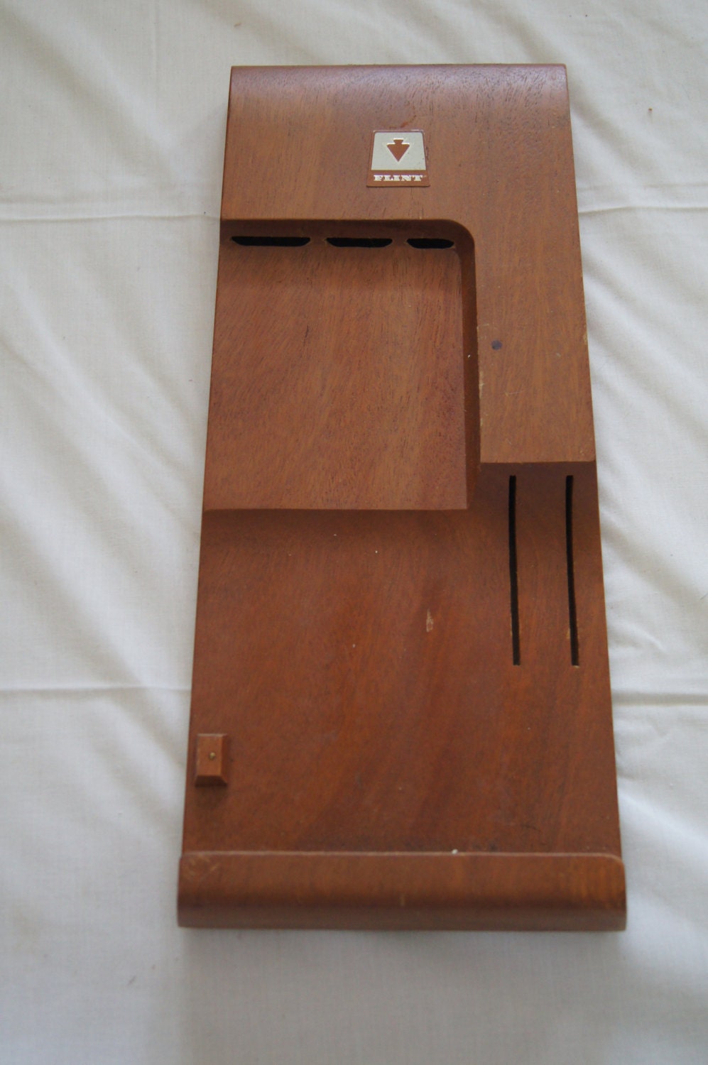 Vintage 1970's Wooden Flint Knife Holder wall mount