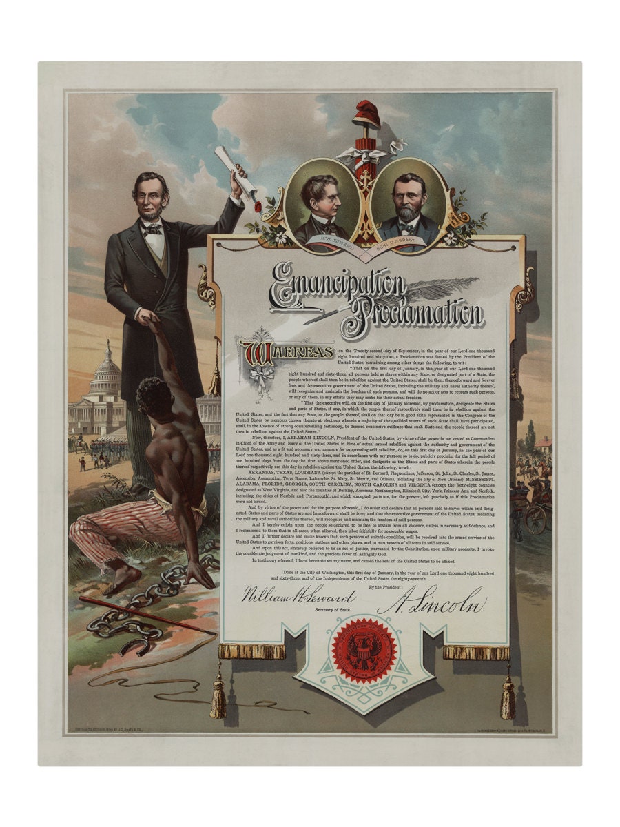 Abraham Lincoln Emancipation Proclamation Vintage Art Print