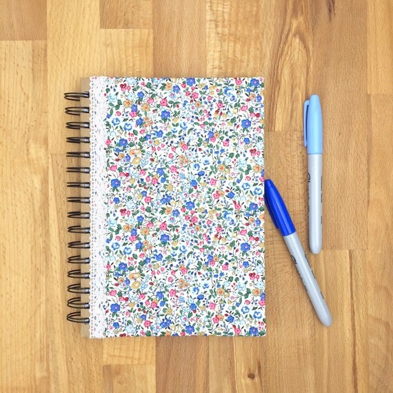 Floral A5 notebook spiral bound lined paper journal