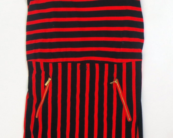 90s Calvin Klein drop waist sailor striped minimal jersey dress