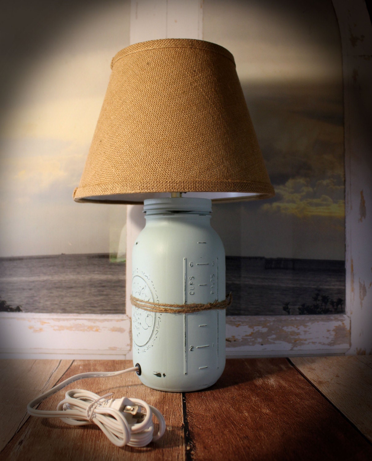 Mason jar lamp beach cottage table lamp by masonjarlampsandmore