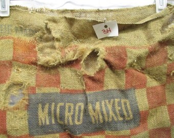 vintage feed sack, distressed fabric, Rustic Wedding decor, old burlap feed bag, Purina Hog Chow, Upholstery fabric, animal feed bag, rustic
