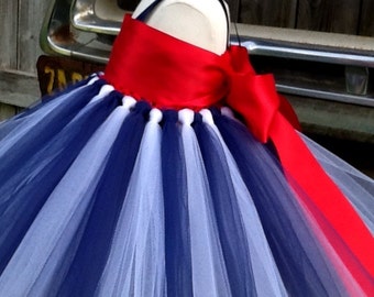 Red white and blue color tutu dress & removable sash, patriotic dress, special occasion dress, dress up