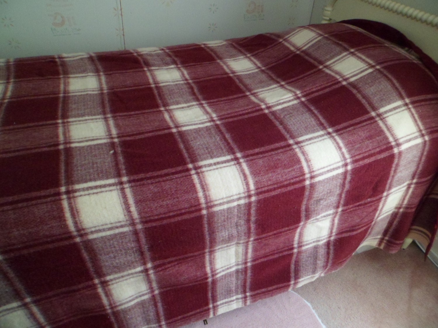 Vintage 1950s Pearce Wool Blanket 72 x 83