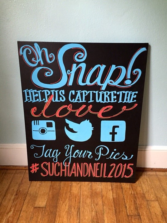 Items similar to Hand Painted Personalized Hashtag Sign, Wedding Sign