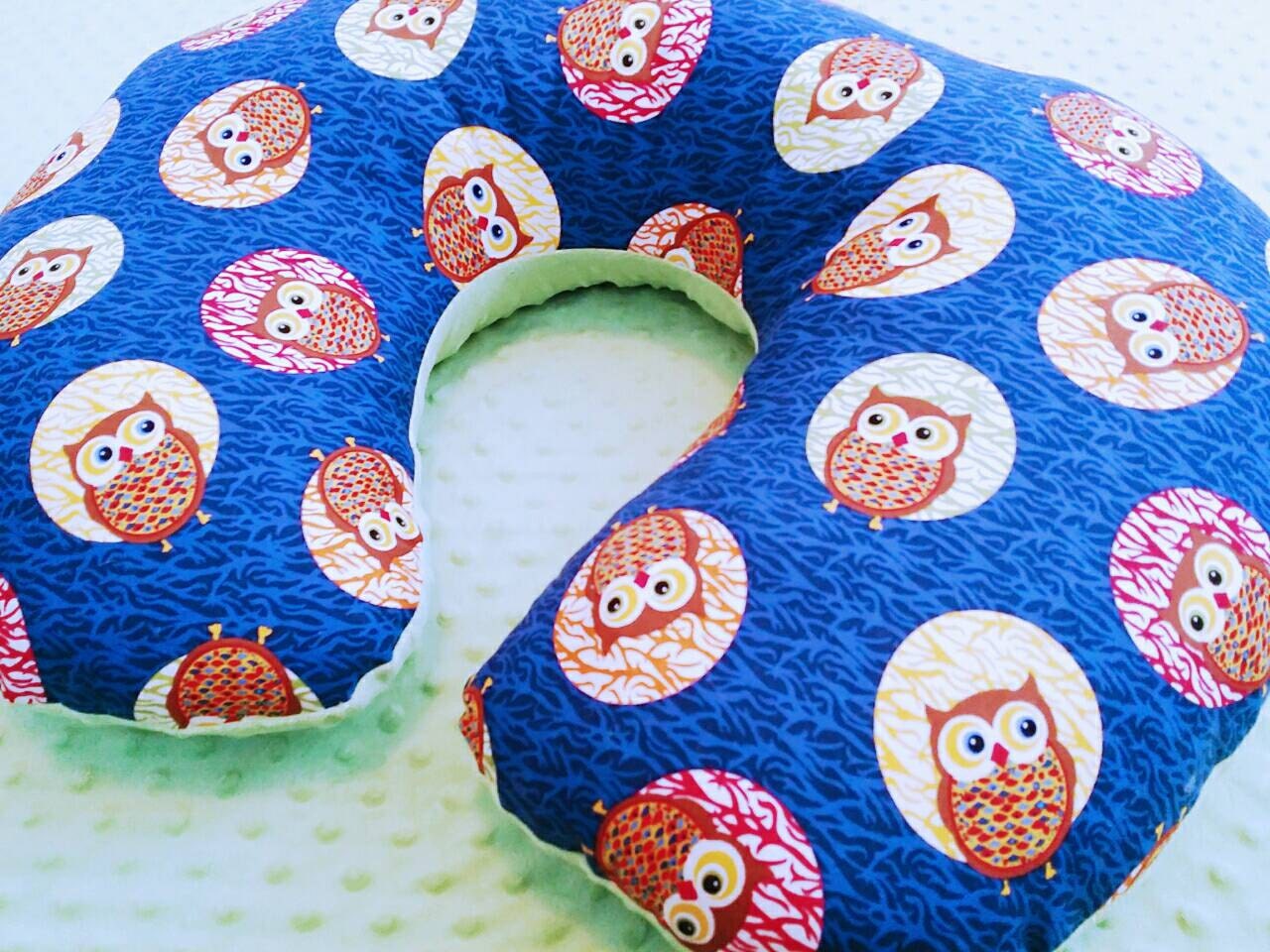 Baby Boy Owl Boppy Pillow Blue Owl Nursing by Happynightowls