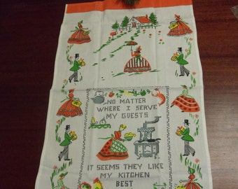 Vintage Flour Sack Dish Towel, Victorian, Dish Towel