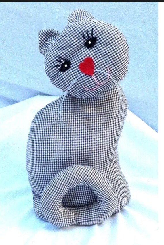 Vintage Doorstop Mid Century Cloth Kitty Cat Weighted Soft