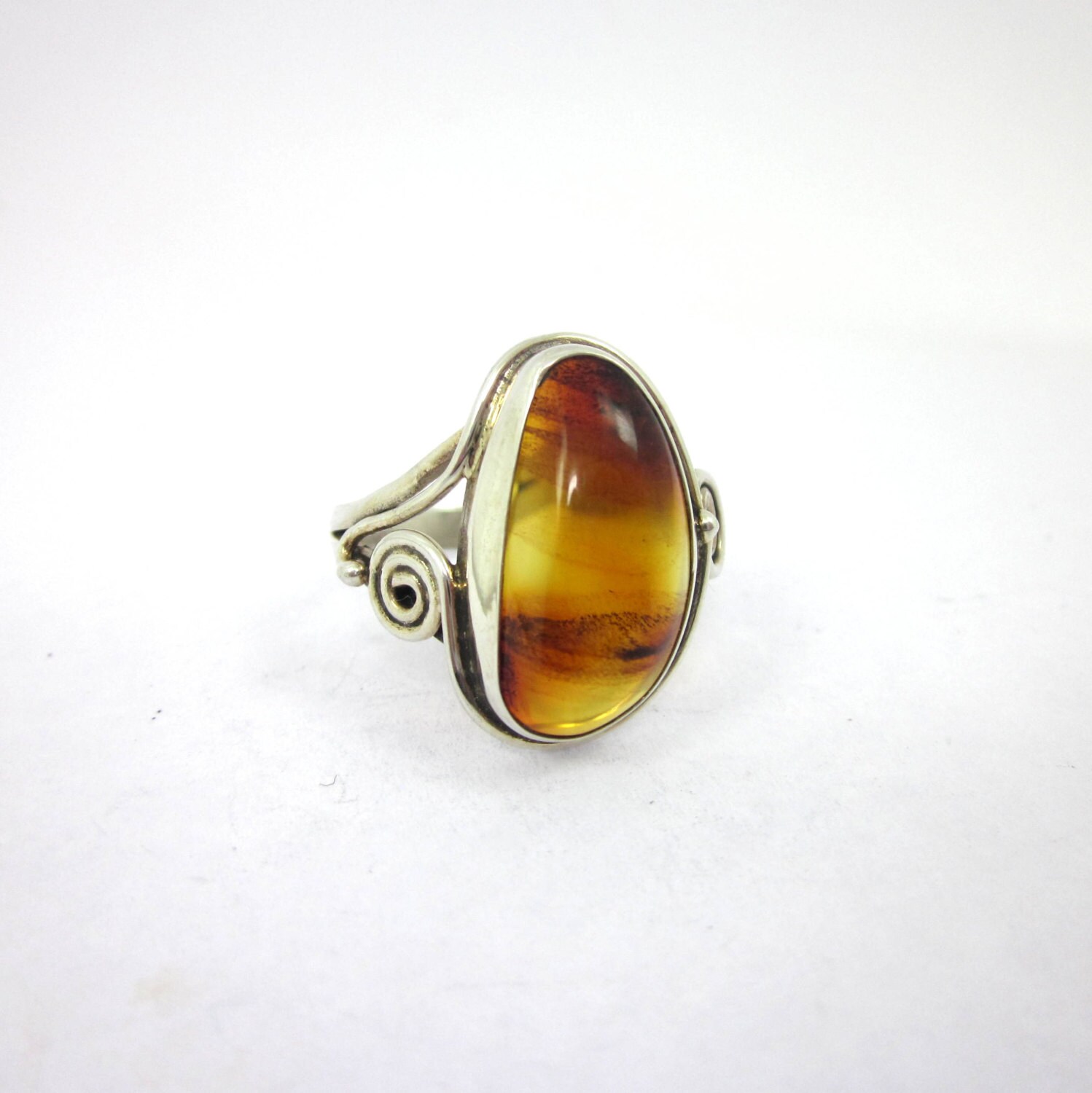 Women's Amber Ring with Sterling silver Amber Jewelry