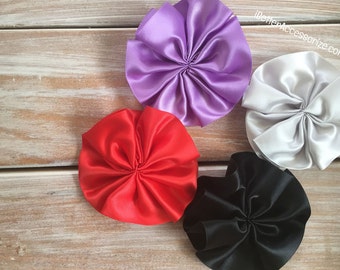 4 Pinwheel Satin Flowers - 4" Flower Head - Choose Your Color - Hair Accessory Supplies - DIY - Create Your Own Accessories