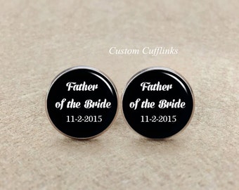 Father-of-the-bride-Cufflinks, Custom-wedding-Date-Cufflinks, mens-cufflinks, mens-jewelry, wedding-cufflinks, cufflinks, Gifts for father