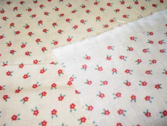 100% Cotton Fabric Keepsake Calico Cream Red Ditsy Floral Sew Quilt ...