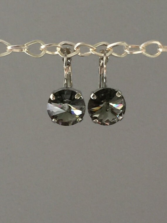 Black Crystal Drop Earrings Swarovski Black Diamond Earrings