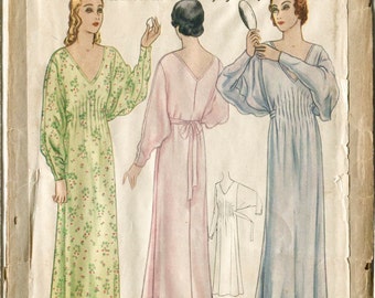 1920s 20s dress pattern // gown butterfly sleeves // pintucks // bust 32 -34 36 - 38 40 -42 // reproduction