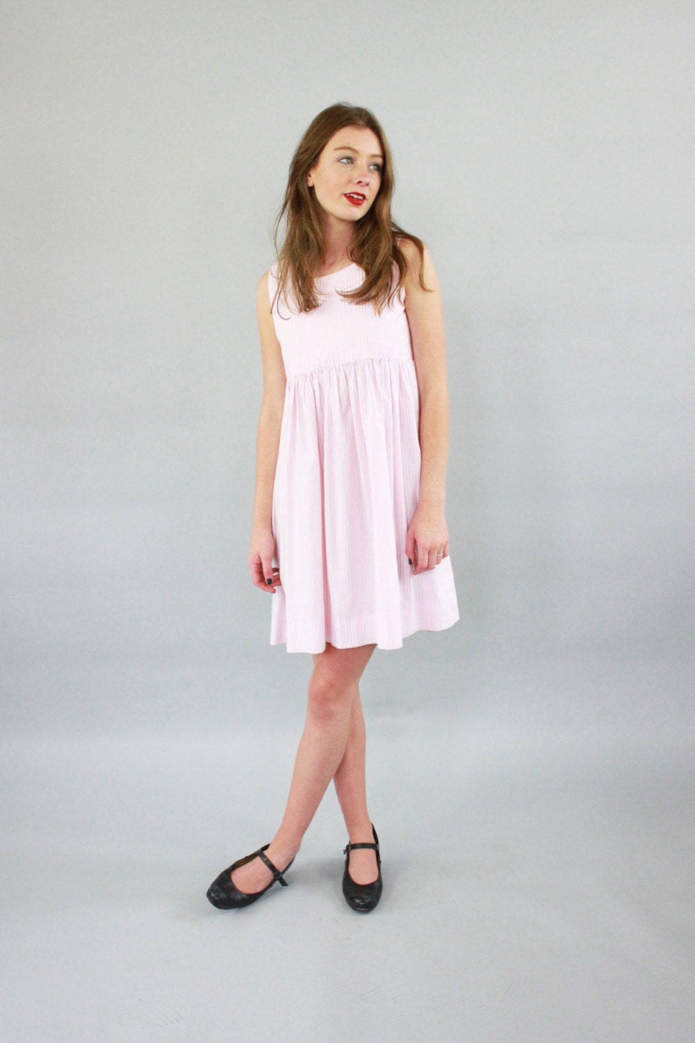 Vintage 00s grey striped babydoll dress