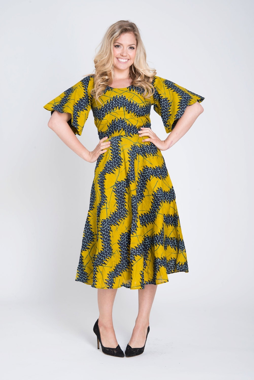 Summer dress Yellow dress long print Dress Printed dress