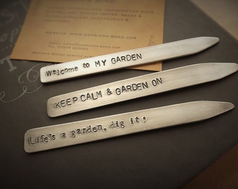 Set of Garden Markers, Hand Stamped Garden Tags, Garden Gift, Aluminium Plant Tags, Gardening Gifts, Personalised Gift