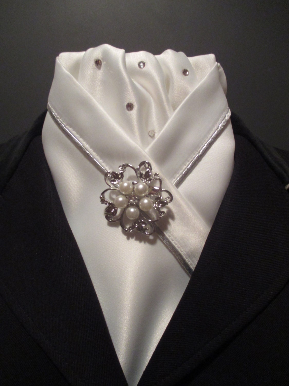 White Crossover Dressage Stock Tie by Equestrian Pzazz