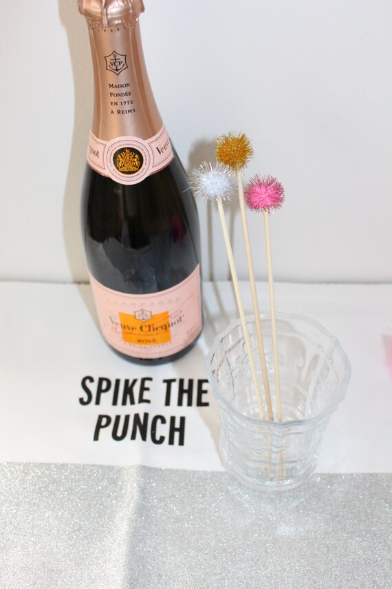 Set of 12 Sparkly Pom Pom Drink Stirrers / by PalmsandPeonies