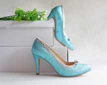 blue bottom personalized bridal shoes