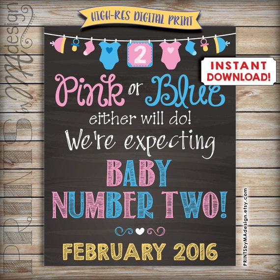 Baby Number 2 Announcement Photo Prop FEBRUARY by PRINTSbyMAdesign