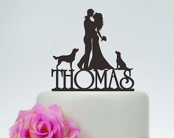 Wedding Cake Topper,Bride and Groom Cake Topper,Couple Silhouette,Custom Cake Topper,Dog Cake Topper,Funny Cake Topper C087
