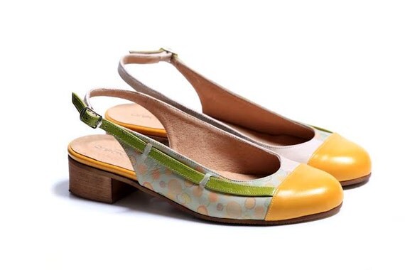 Yellow Leather Strap Sandals shoes for women shoes sandals dots ...
