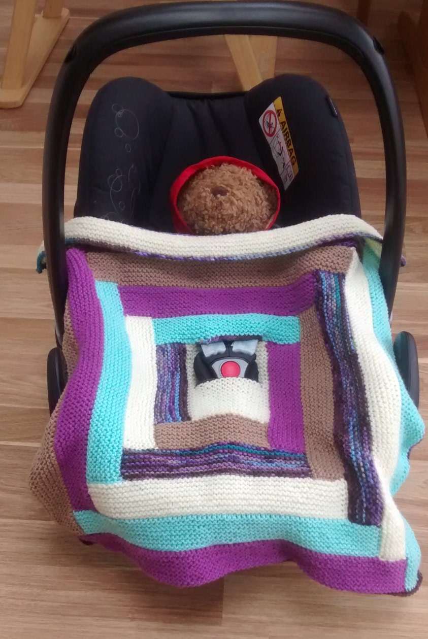 Hand knitted car seat blanket baby blanket knitted baby girl