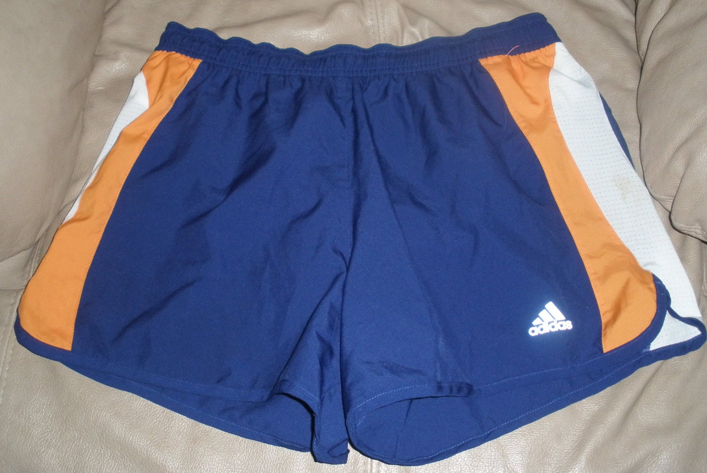 Mens Sporty Adidas Running Gym Shorts Medium Blue Orange Inner
