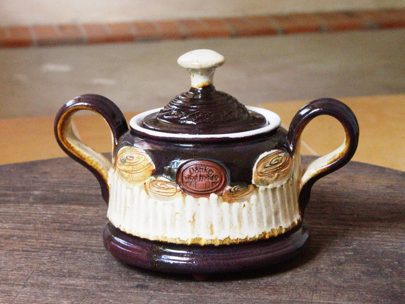 Handmade Pottery Sugar bowl with lid Ceramic sugar bowl