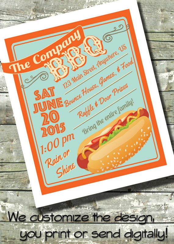 Summer BBQ Church or Community Event 5x7 Invite 8.5x11