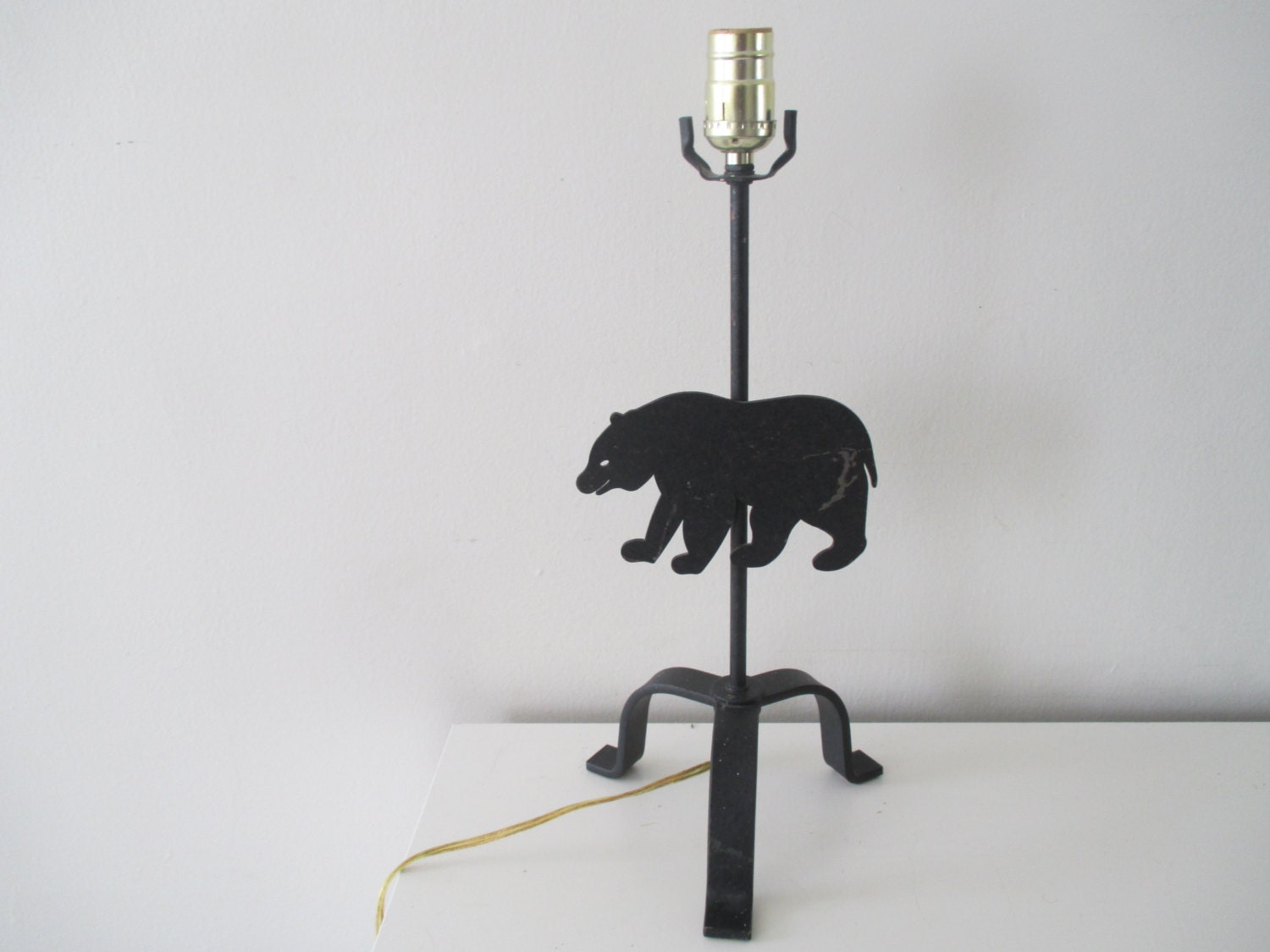 Vintage Black Metal Lamp Bear Lamp California Bear