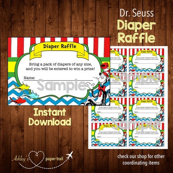 Dr. SEUSS DIAPER RAFFLE Tickets for Baby by AshleysPaperTrail