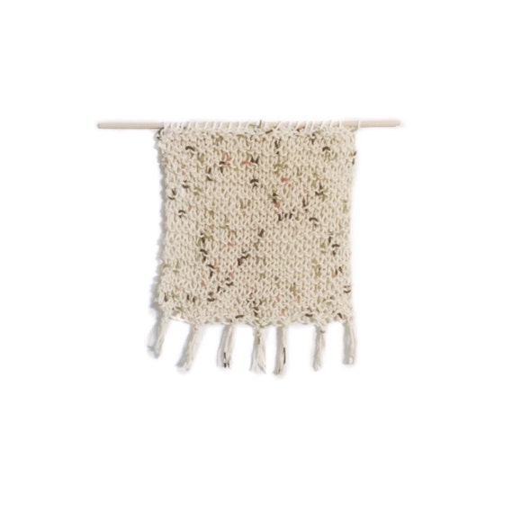 Items similar to large knitted wall hanging / geometric flag knitting