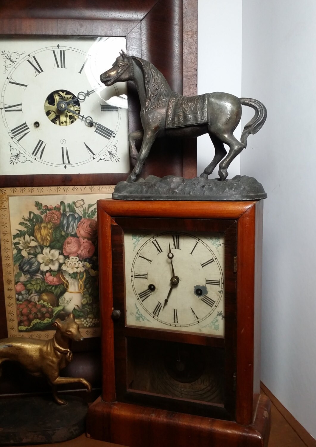 Nice Vintage Horse Clock Topper Heavy Metal by NewOxfordVintage