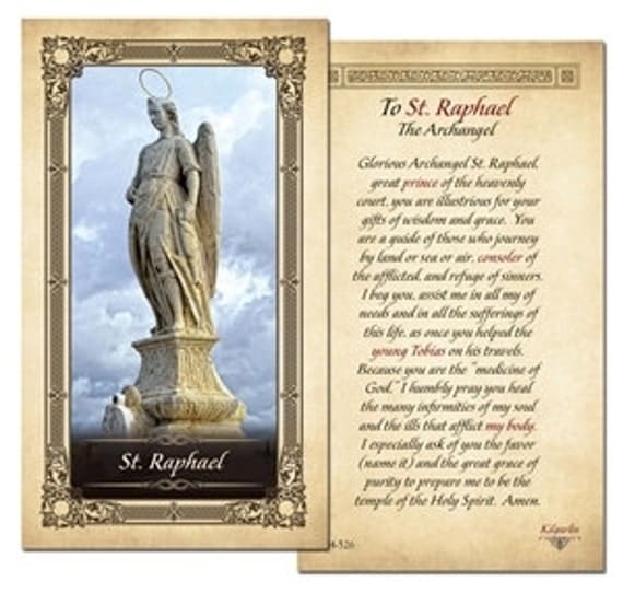 St Raphael Catholic Prayer Card by on Etsy