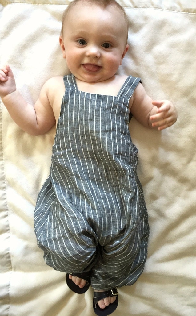 Baby Overalls / Custom made Linen Baby Outfits/ Baby Boy And