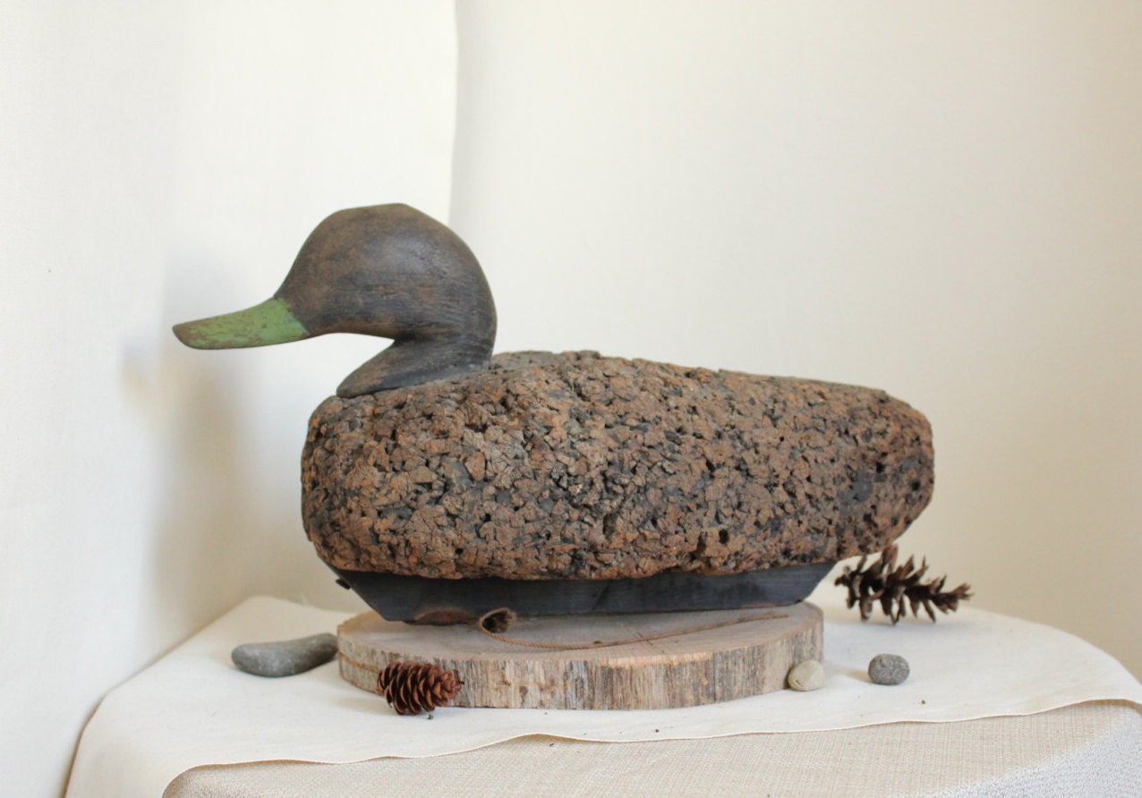 Antique Vintage Cork Duck Decoy Wood Duck Decoy 1920s