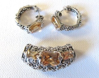 STUNNING Sterling Silver Filigree Citrine Pendant Slider, Sterling Silver Pendant, Filigree pendant, Gemstone Pendant, Large Pendant