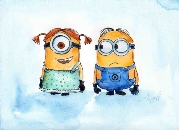 Items similar to Minions watercolor - Watercolor minion - Watercolor ...