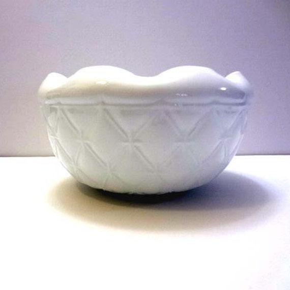 Milk glass bowl fluted edge by thevillagemagpie on Etsy