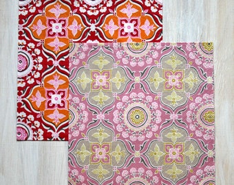 Decoupage paper napkin pattern Red Orange Pink Grey napkins Oriental ornament