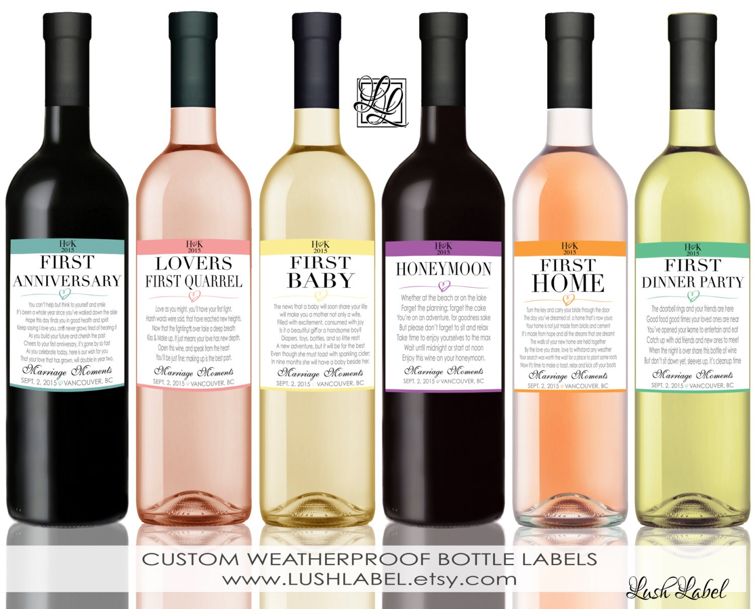 Custom Marriage Milestones Wine Labels & Champagne Labels