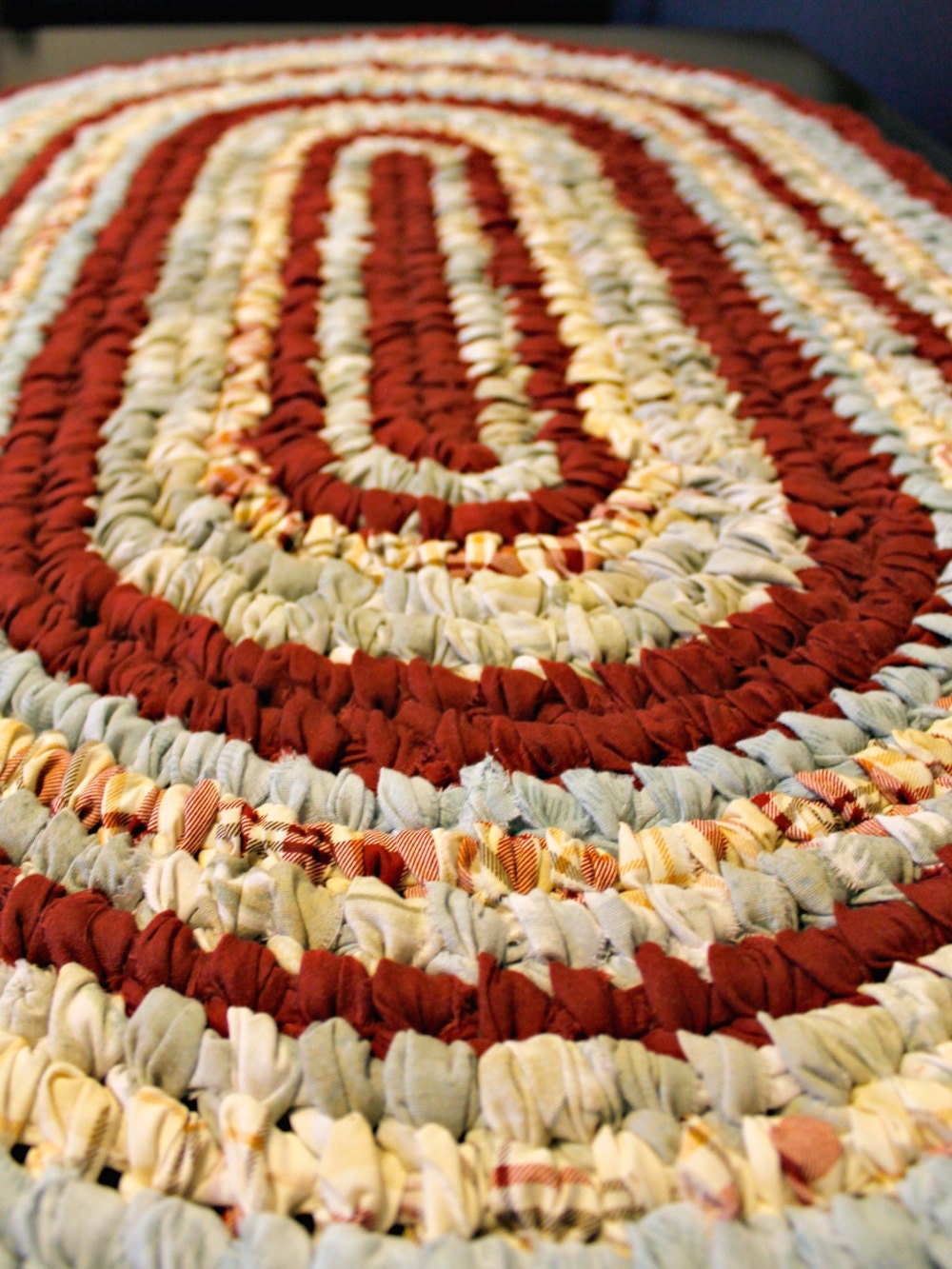 Amish Knot Rag Rug/Multi Color Rug/Oval Rug/Red by WhimsiesandRugs