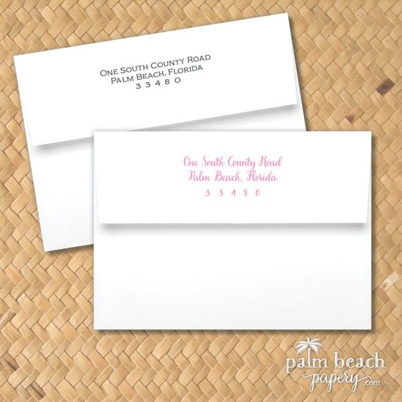 Return Address Printing on Envelopes by PalmBeachPapery on Etsy