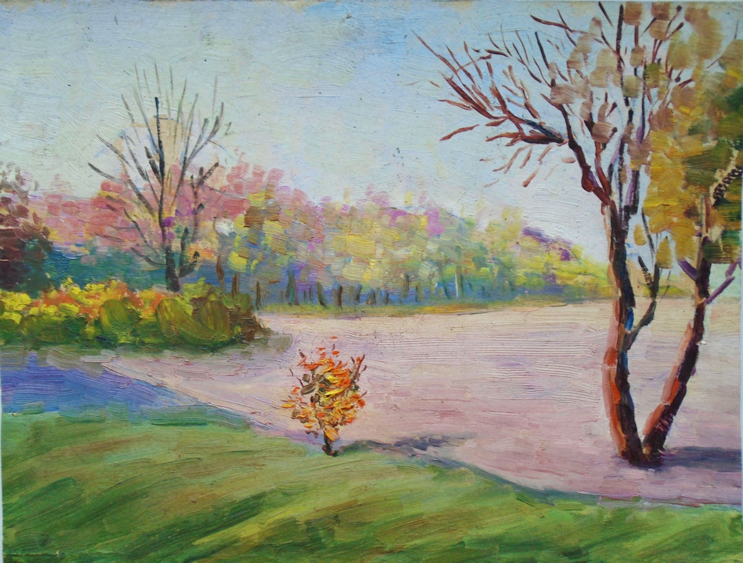 VINTAGE ORIGINAL Oil PAINTING 1970's Landscape Handmade