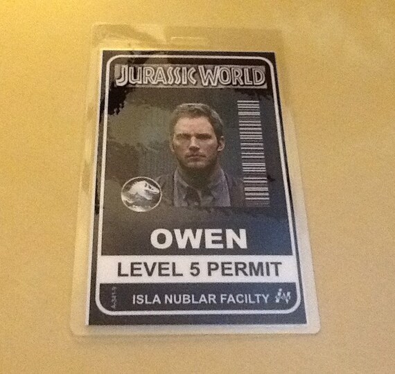 Jurassic World ID badge park pass Owen Grady staff id