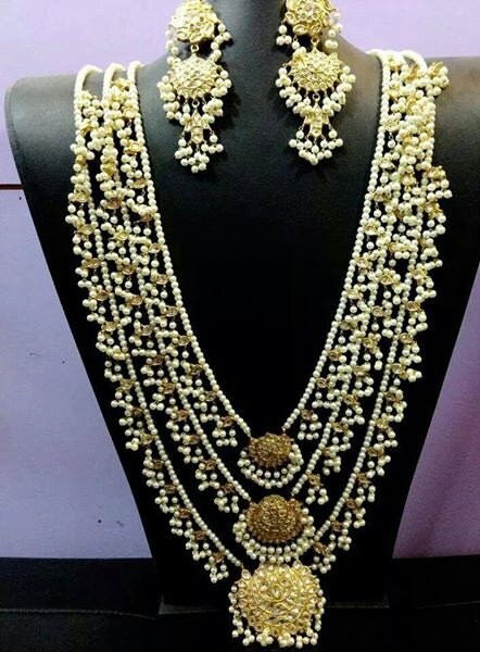 Mughal Gold Plated Rani Haar with Earrings Bollywood Style