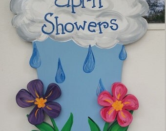 April Showers Bring May Flowers 3D door hang