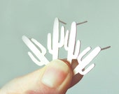 Cactus earrings, sterling silver cactus studs, southwestern jewelry, saguaro arizona gold brass